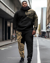 Men's Big and Tall Gold Polynesian Unisex Hoodie Set