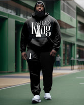 Men's Big and Tall Casual Black King Hoodie Set