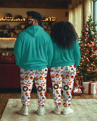 Couple Fashion Casual Big Size Christmas Patchwork Printed Hoodie Set
