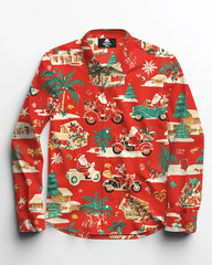 Christmas-Men's Plus Size Cotton Long Sleeve Lapel Shirt