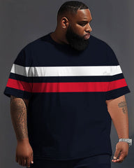 Street Simple Striped Contrast Print Large Men's Suit