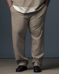 Men's Plus Size Geometric Graphic Zipper Polo Shirt and Trousers Set