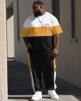 Street Vitality Colorblock Poker King Letter Print Big & Tall Men's Set
