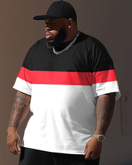 Street Vitality Red And Black Colorblock Print Large Men's Suit