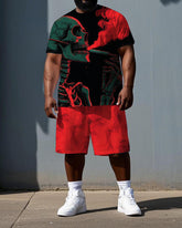 My Bones Don't Follow Rules Big & Tall Men's Cool Skull Back Print Short Sleeve T-shirt 2-Piece Set