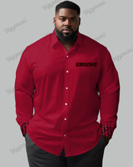 Featured Patchwork Long Sleeve Lapel Shirt Big & Tall Men's