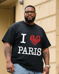 Big & Tall Men's I Love PARIS T-Shirt Denim Pants Suit
