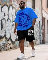 Men's Plus Size Expression Graffiti Give Love Back Letter Print Short Sleeve T-shirt Shorts Suit