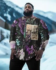 Shooting Natural Long Sleeve Lapel Shirt Men's Plus Size