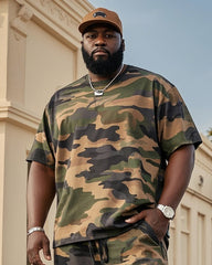 Big Boy Vintage Camouflage Print Short Sleeve Trousers Suit