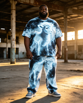 Big & Tall Men's Perspective Lamb Skeleton Bramble Crown Printed T-Shirt Pants Set