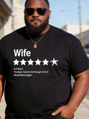 Big & Tall Men's "Wife 6/5 Star Praise" Fun Printed Crewneck Short Sleeve T-shirt