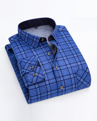 Big & Tall Men's Double-sided Velvet Padded Plaid Long Sleeve Shirt L-8XL