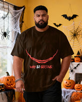 Big & Tall Men's Halloween Clown Smile "Why So Serious?" Printed Short-sleeved T-shirt