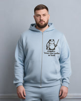 Big & Tall Men's Frog Alphabet Print Cardigan Hoodie