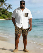 Men's Plus Size Chest Pocket Short Sleeve Shirt Shorts Set