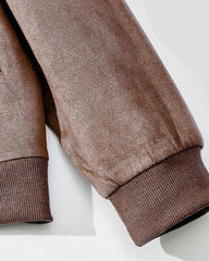 S-3XL Men's Suede Jacket Zip Long Sleeve Cardigan Jacket