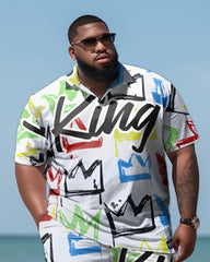 Men's Plus Size King Beach Hawaiian Two-Piece Set