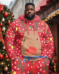 Big Guys Polka Dot Elk Christmas Hoodie & Pants Two Piece Set