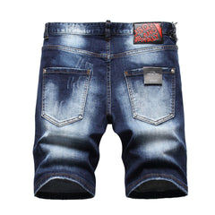 Men's Hole Feature Fashion Trendy Street Shooting Blue Jeans