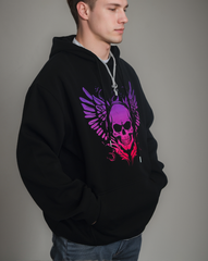 Cotton Material-Romantic Powder Skull Big Men's Loose Hoodie