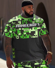 Men's plus size hip-hop style short-sleeved trousers two-piece set