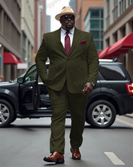 Men's Big and Tall Solid Color Blazer Trousers Suit