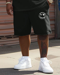 Men's Plus Size Casual Graffiti Expression Print T-Shirt Shorts Suit