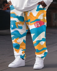 Men's Plus Size Camouflage Shark Sweatershirt Two-Piece Set