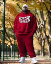 Men's Big & Tall Howard University Red Hoodie and Sweatpants Two Piece Set