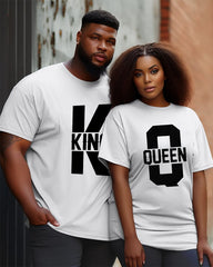 King Queen Couples Plus Size Personalized Print T-Shirt
