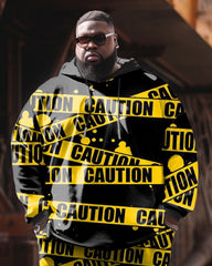 Men's Plus Size Casual Hip Hop Retro Strap Hoodie Two-Piece Set