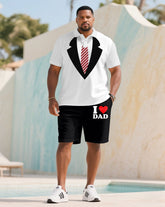 Men's Plus Size Gift For Father Commemorative Short Sleeve POLO Shirt Shorts Suit