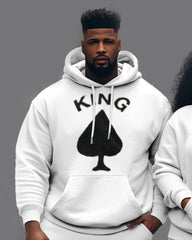 Couple Large Size Outfit KING QUEEN Letter Printing Hoodie Set