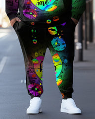 Men's Plus Size Love Kiss Me Hoodie Set of Two