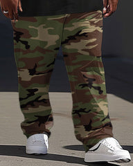 Street Bear Camo Print Big Men's Short Sleeve T-shirt 2-Piece Set