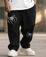 Big & Tall Men's Punk Chain Cross Spider Print T-Shirt Pants Suit