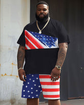Men's Plus Size Independence Day Flag Patchwork Printed Large Men's Suit