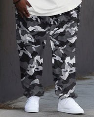 Men's Large Color Splash Rabbit Street Hip-Hop Casual Two-piece Set