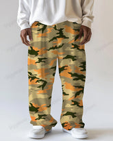 Yellow Camouflage Big & Tall Guy's Loose Straight Pants