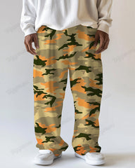 Yellow Camouflage Big & Tall Guy's Loose Straight Pants
