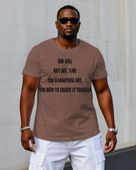 Men's Plus Size Earthy Slogan Print Short Sleeve T-shirt