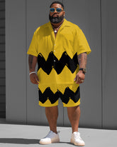 Big Guys Nostalgic Cartoon Fun Short Sleeve Shirt Shorts Set