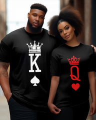 Couple Large Size QueenKing Round Neck Short Sleeve T-Shirt