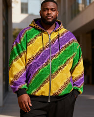 Big & Tall Men's Madigrass Leopard-Print Gradient-Print Zip-Up Hoodie