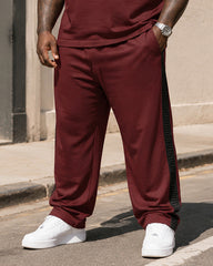 Big & Tall Men's Wine Red Printed T-shirt Trousers Set
