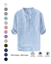 S-6XL Men’s Plain Stand-up Collar Long-sleeved Shirt