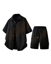 Large Size M-8XL Sunscreen Suit Summer New Leisure Suit Men's Short Sleeve Shirt Shorts Two-piece Set