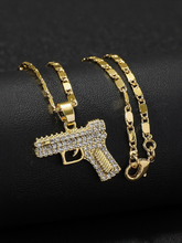 Vintage Hip-hop Style Diamond-encrusted Pistol Men's Necklace