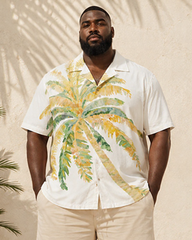 Big & Tall Men's Watercolor Palm Tree Print Short Sleeve Shirt Shorts Set